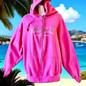 Catalina Island Californiia Pink Hoodie Sweatshirt Full Zipper Womens plus 2X